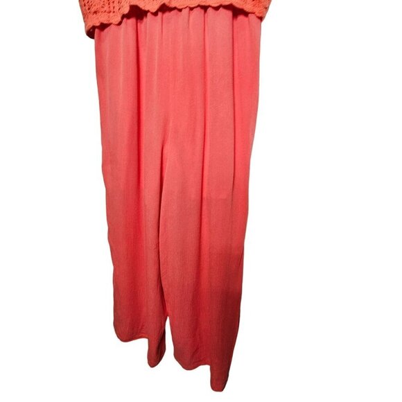 Indio‎ Collective Coral Crochet Long Pants Jumpsuit Sleeveless Pull On Gauzy XL - Picture 8 of 13